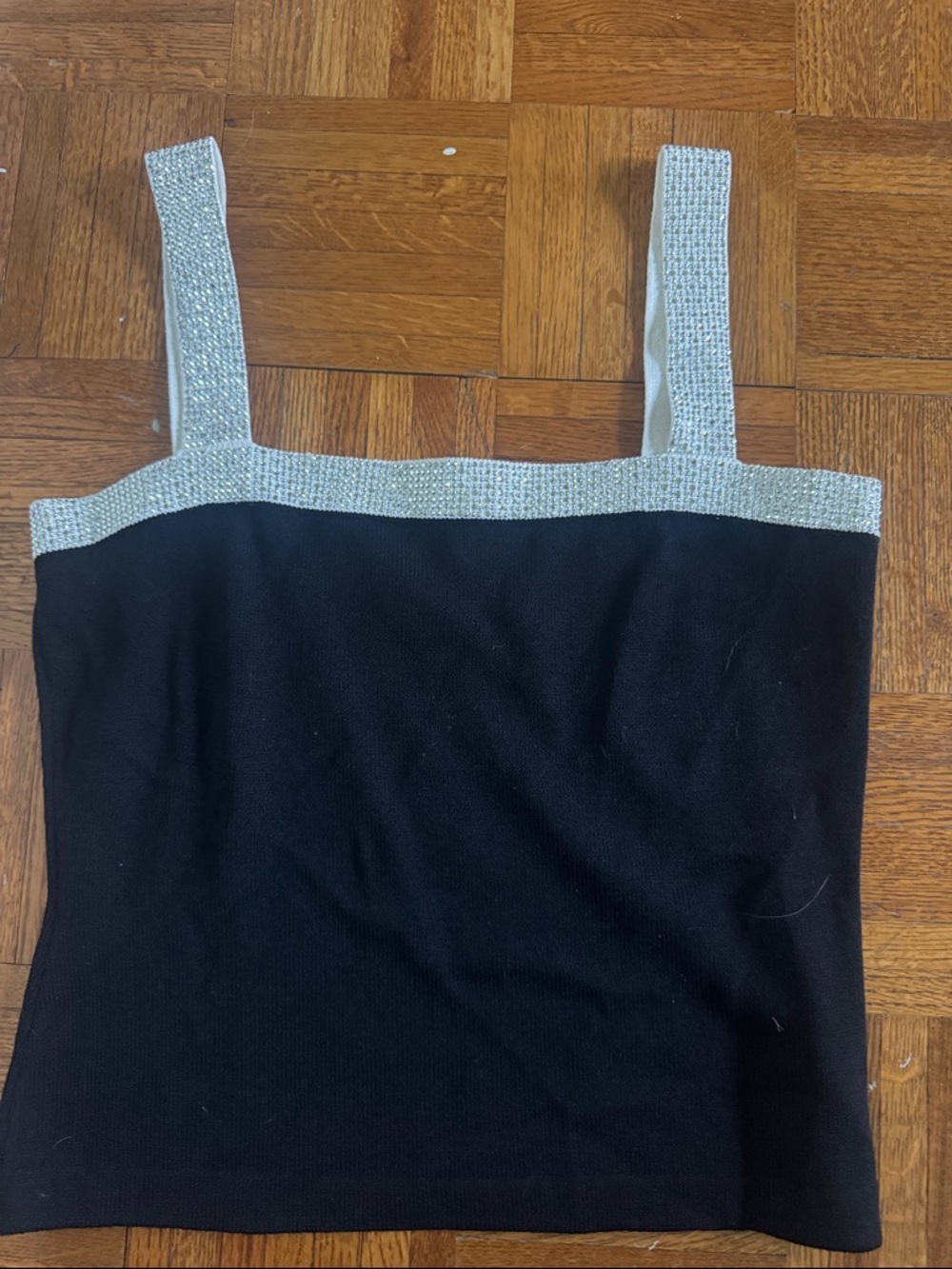St. John Black Tank with Silver Accent Straps